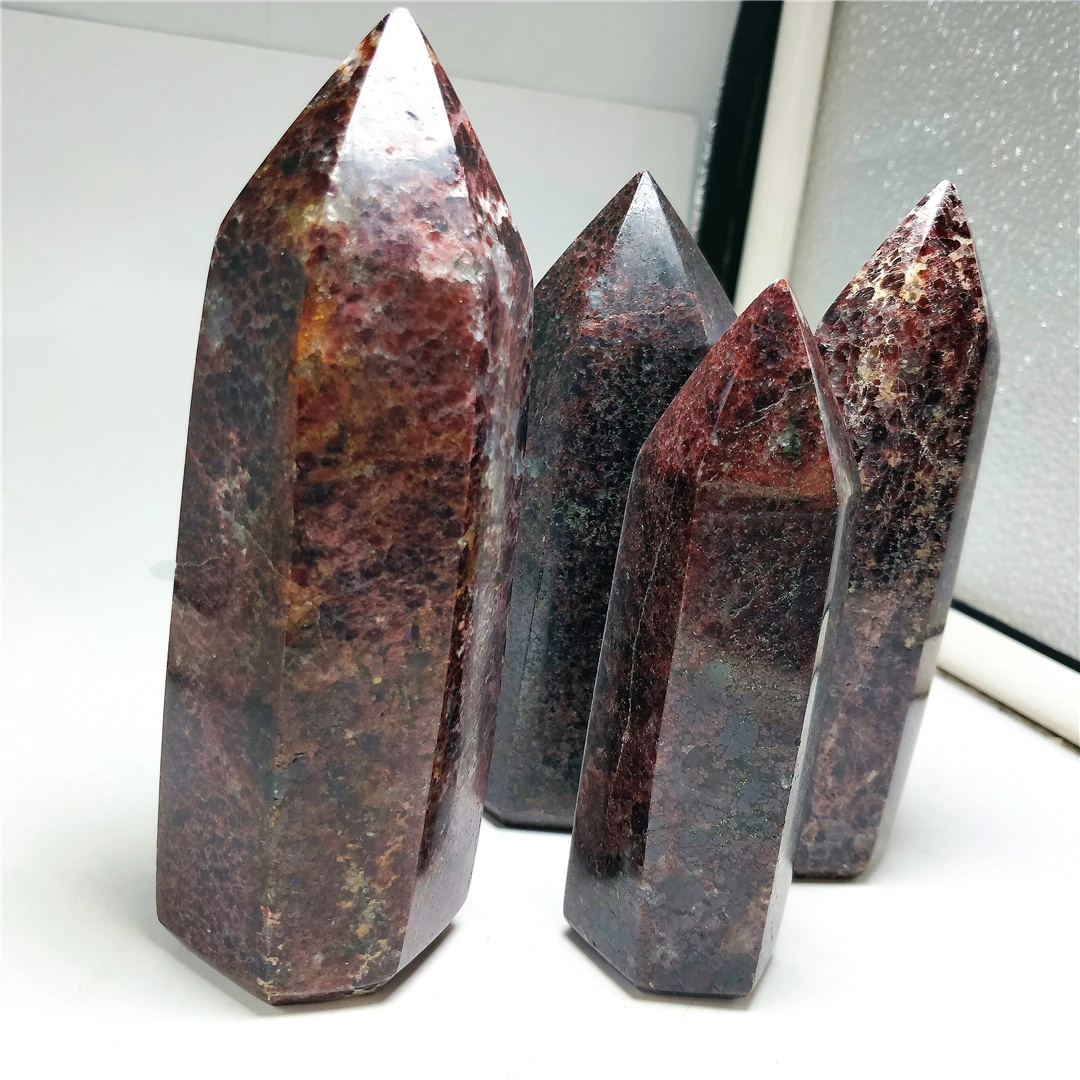 Natural Semi - Gemstone Single - Pointed Burgundy Garnet Crystal Raw Mineral Specimen Polished Healthy Healing Tower 3
