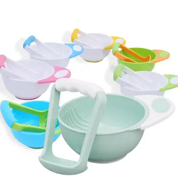 

2Pcs/Set Manual Baby Food Fruit Masher Bowl Grinder Grinding Rod Feeding Tools t without the mess environmentally friendly