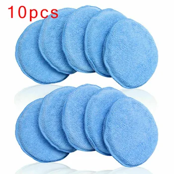 

5pcs/ 10pcs Blue Soft Microfiber Car Waxing Applicator Pad Polishing Microfibre Sponge For Apply Remove Wax Auto 5 Inch