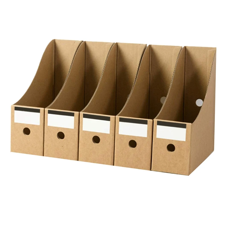 

Stationery Storage Box Kraft Paper Magazine Document Rack Desk Organiser School Paperwork Office File Holder Foldable