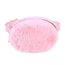 Плюшевая зимняя плюшевая поясная сумка, осенняя милая розовая детская сумка из искусственной кожи для девочек, съемный пояс, нагрудная сумка, Женская овальная сумка через плечо