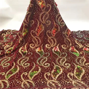 

Madison High Quality Velevt Fabric Sequins Lace Fabrics for Bridal Material Lace African Sequence Fabric Nigerian Mesh Net Lace