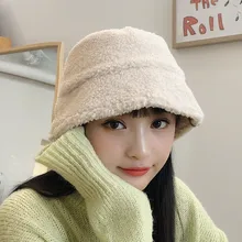 Милая однотонная шапка-ведро для женщин, Флисовые женские шапки для рыбаков, модные новые трендовые повседневные теплые милые шапки для девушек, универсальные