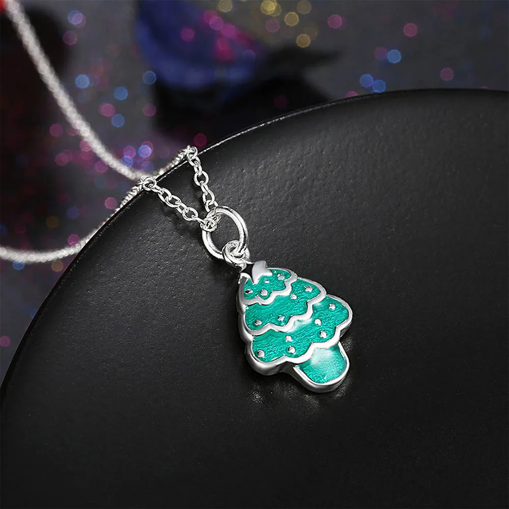 Festival Series-Green Christmas Tree Pendant Necklace Jewelry Cable Chain Simple Korean Chokers | Спорт и развлечения