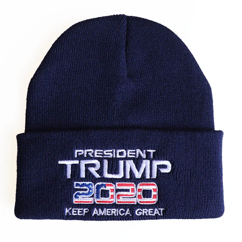 LIBERWOOD Trump, кепка с вышитым американским флагом/американским флагом, трикотажная шапка с черепами, шапка с американским флагом для мужчин и женщин, зимняя шапка - Цвет: 19 blue