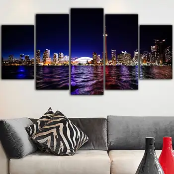 

Home Decor Canvas Shanghai Pictures Wall Art Night View Paintings Prints Modern City Landscape Modular Poster Living Room Frame