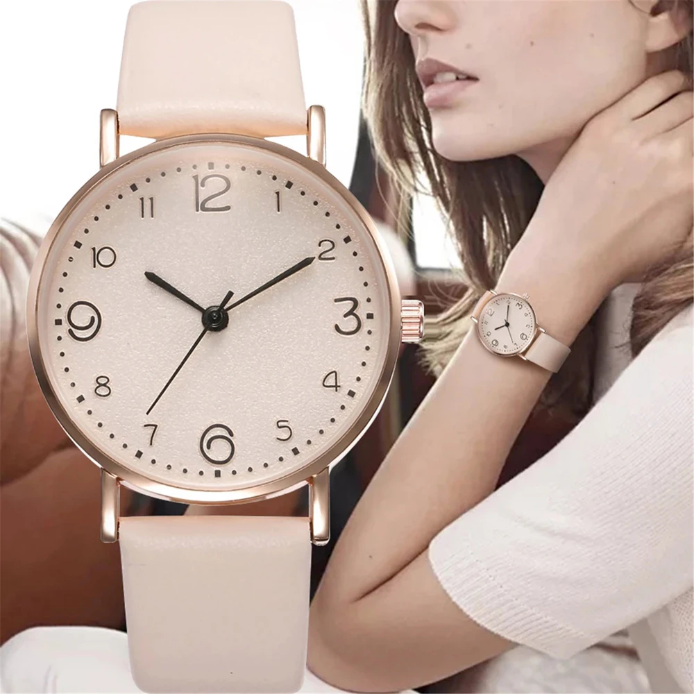 New Women Luxury Quartz Alloy Watch Ladies Fashion Stainless Steel Dial Casual Bracele Watch Leather Wristwatch Zegarek Damski 1