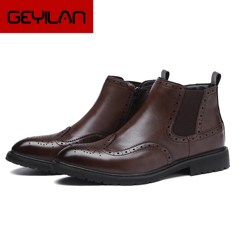 

Genuine Leather Boots Men Coiffeur Designer Shoes Mens Dress Boots Italian Brand Brogue Shoes Men Ankle Boots Chaussure Homme