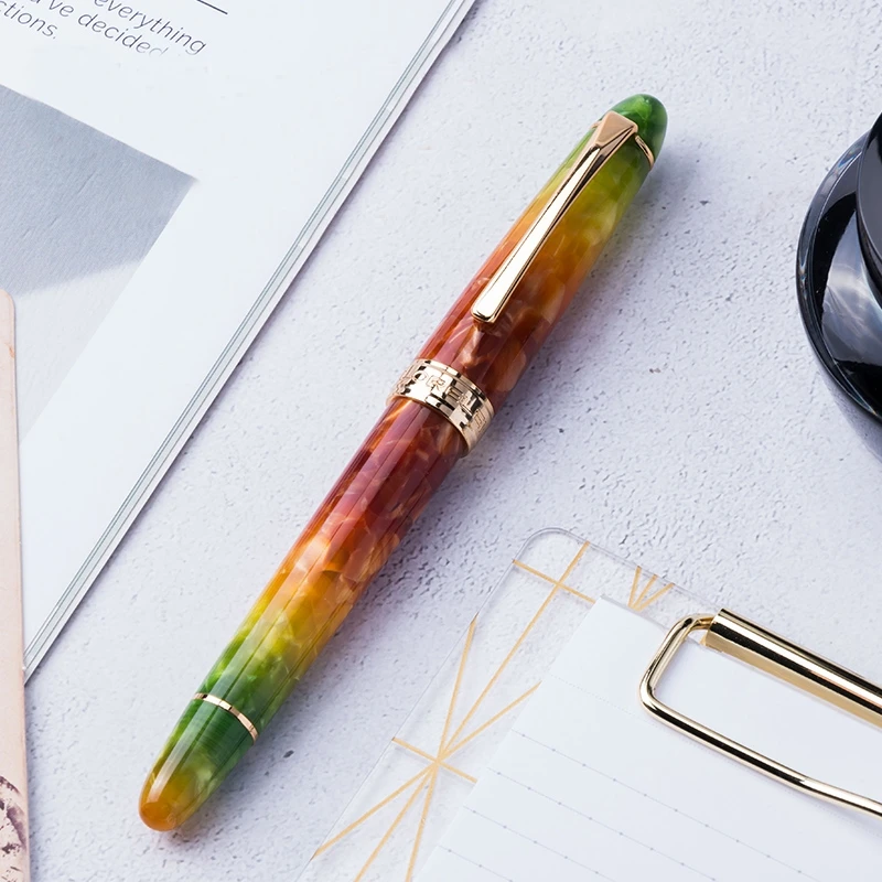 Новинка, цветная перьевая ручка LORELEI из смолы с золотым зажимом, Тонкое Перо 0,5 мм, коробка для ручек, офисные принадлежности, подарок