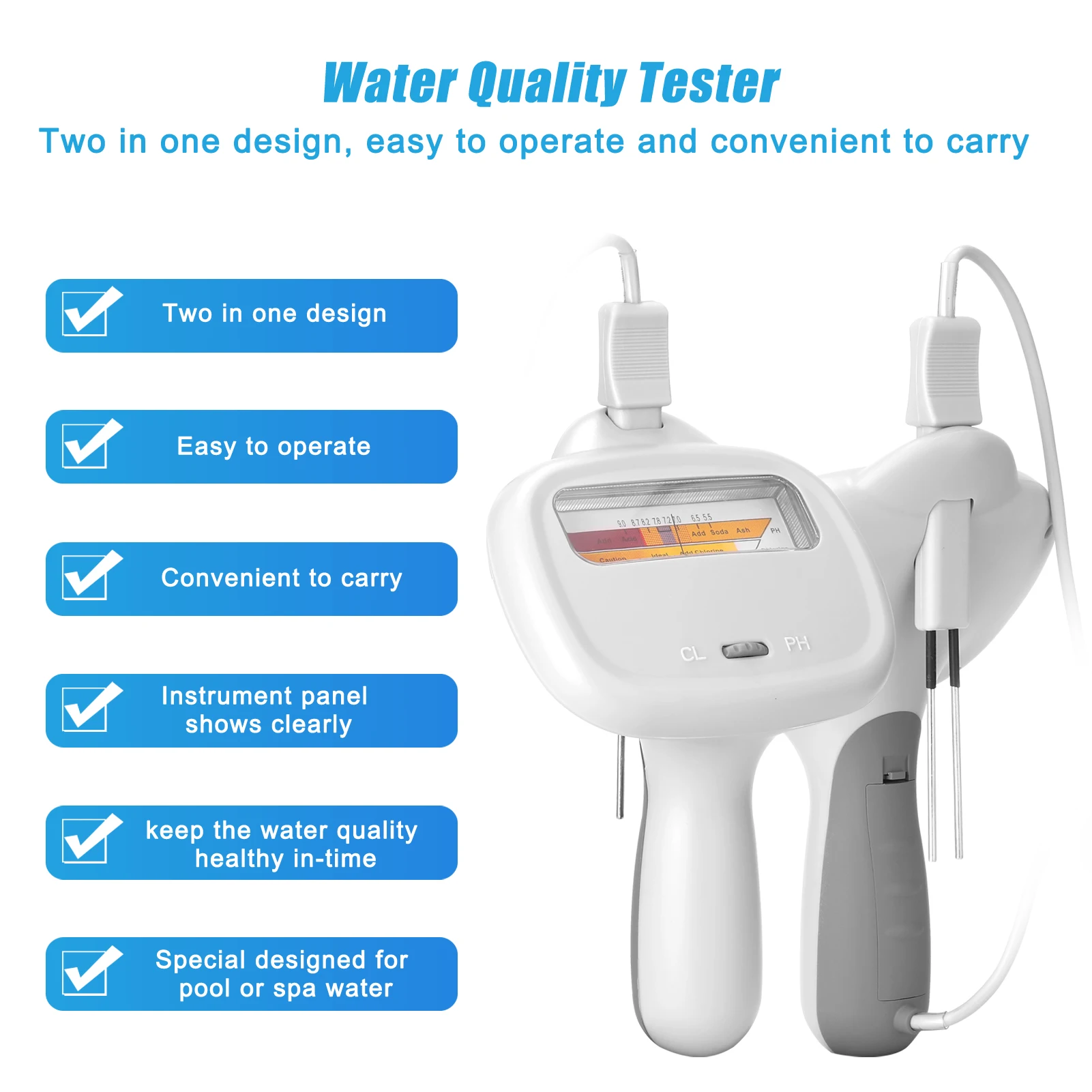 tape measure tool 2 in 1 PH Chlorine Meter Tester PC-101 PH Tester Chlorine Water Quality Testing Device CL2 Measuring For Pool Aquarium digital force gauge