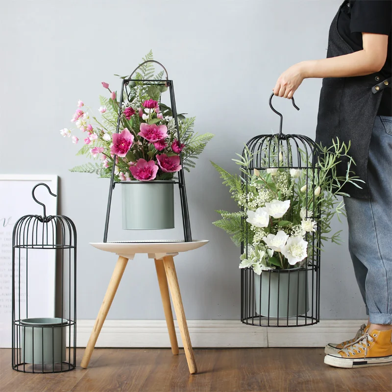 Винтажная конусная железная настенная ваза для цветов домашняя садовая птичья клетка ваза-корзина горшок сочные Горшки Для Растений Декор цветочный горшок