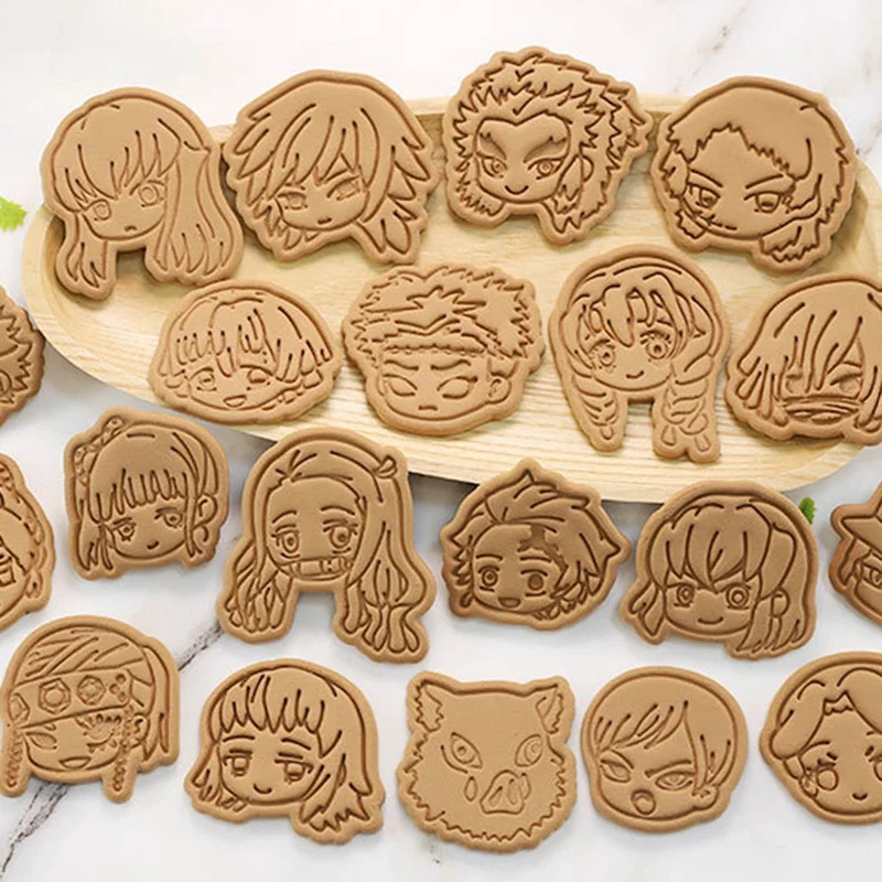 

1 PCS 16 Styles Anime Demon Slayer 3D Stamp Cookie Mold DIY Decorating Pastry Cutter Fondant Baking Mold Tool