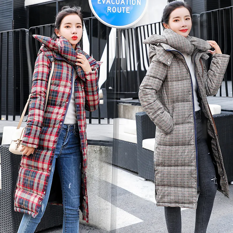 

2019 Winter Jackets Women Hooded Fur Collar Coat Parkas Long Cotton Padded Jacket Thick Warm Female Outerwear R985