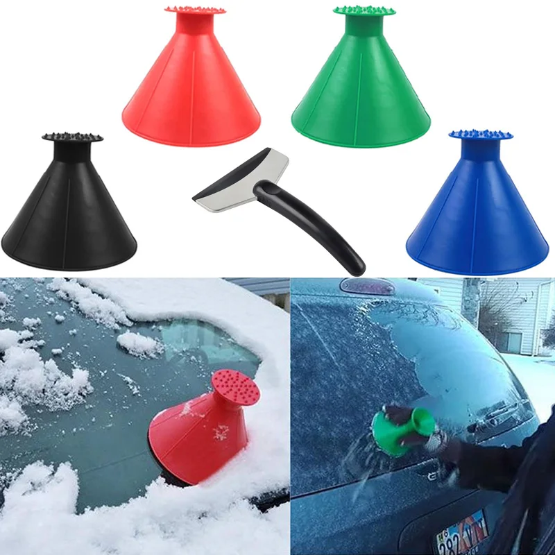 1pc Car Ice Scraper Snow Remover Shovel Windshield Glass Defrost Removal Automotive Tool Winter Funnel Shape Clear | Автомобили и