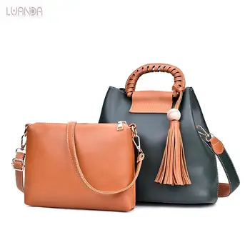

Women Totes Fashion Leather Handbag Female Casual Shoulder Bag Handbag Lady High Quality Designer Tassel Composite Bag For Women