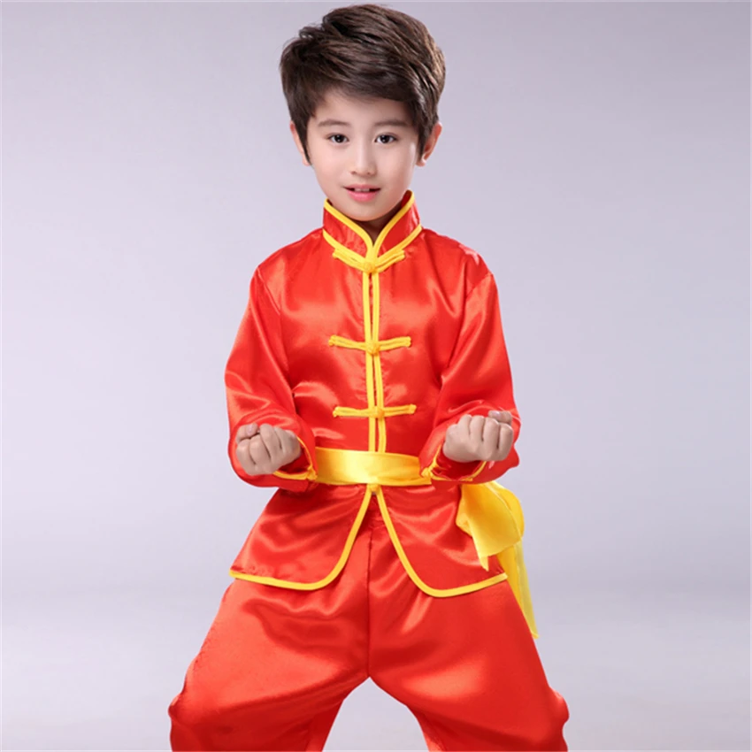Kids Chinese Kung Fu Clothing Traditional Wushu Tai Chi Uniform for Boys Girls China Culture Tang Suit Performance Costumes