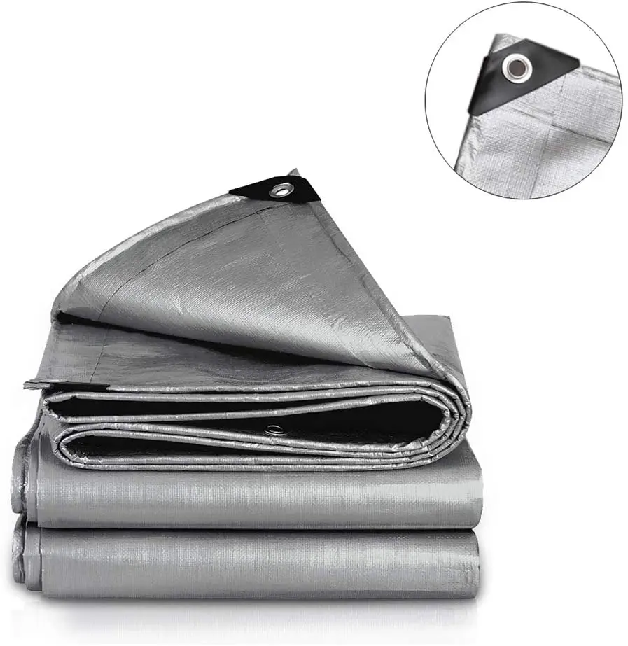 Heavy Duty Waterproof Tarp Sheet Cover with Eyelets-UV Block Waterproof Rain Cover for Garden Trampoline Wood Car Camping