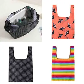 

Foldable Recycle Shopping Bag Eco Friendly Ladies Reusable Shopping Tote Bag Floral Fruit Vegetable Grocery Bag Large-capacity
