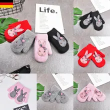 Новинка, стильные детские перчатки из кроличьей шерсти, теплые шерстяные варежки с мультипликационным принтом на осень и зиму, горячая Распродажа