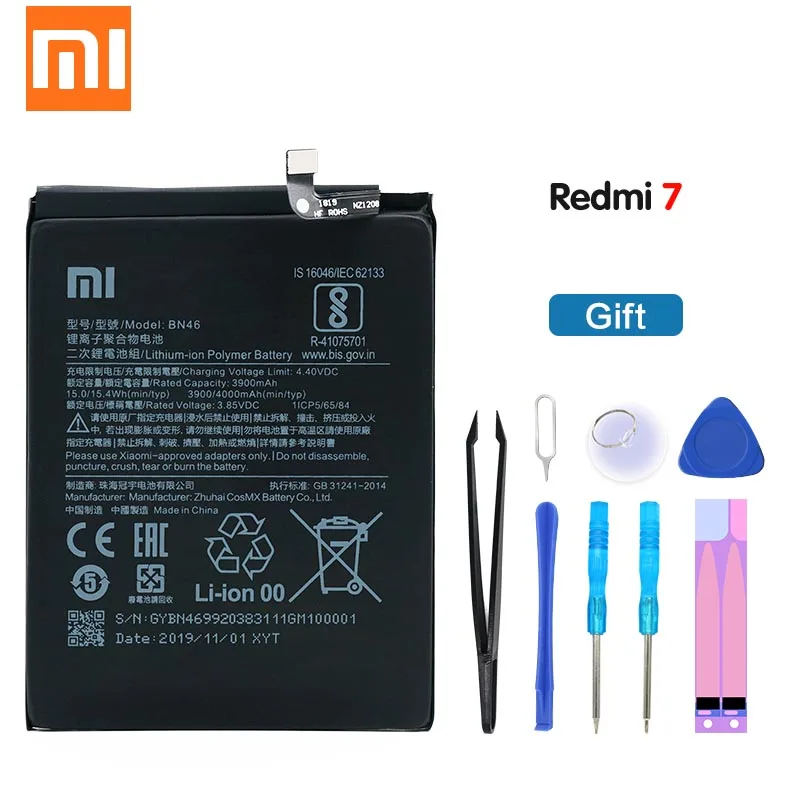 Xiaomi аккумулятор BN46 для Xiaomi Redmi 4000 мАч высокое качество Redmi 7 подлинный Сменный аккумулятор для телефона