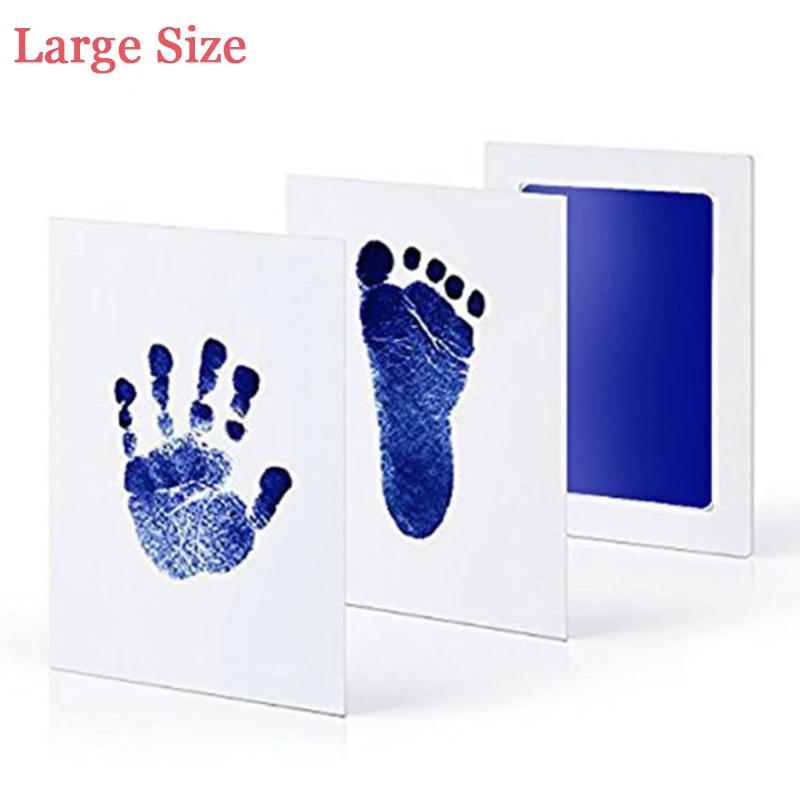 Большой размер нетоксичный отпечаток руки ребенка отпечаток ноги отпечаток комплект Детские сувениры литье новорожденный штемпельная подушка для отпечатка ноги младенческой глины игрушка Подарки - Цвет: Blue Large