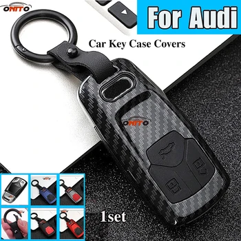 

Car Key Case Shell Bag Carbon Silicone ABS for Audi A5 A4 A6 Q4 Q5 F5 S5 8W RS5 A6 A7 C8 A8 S8 Keychain Accessory 3 Buttons