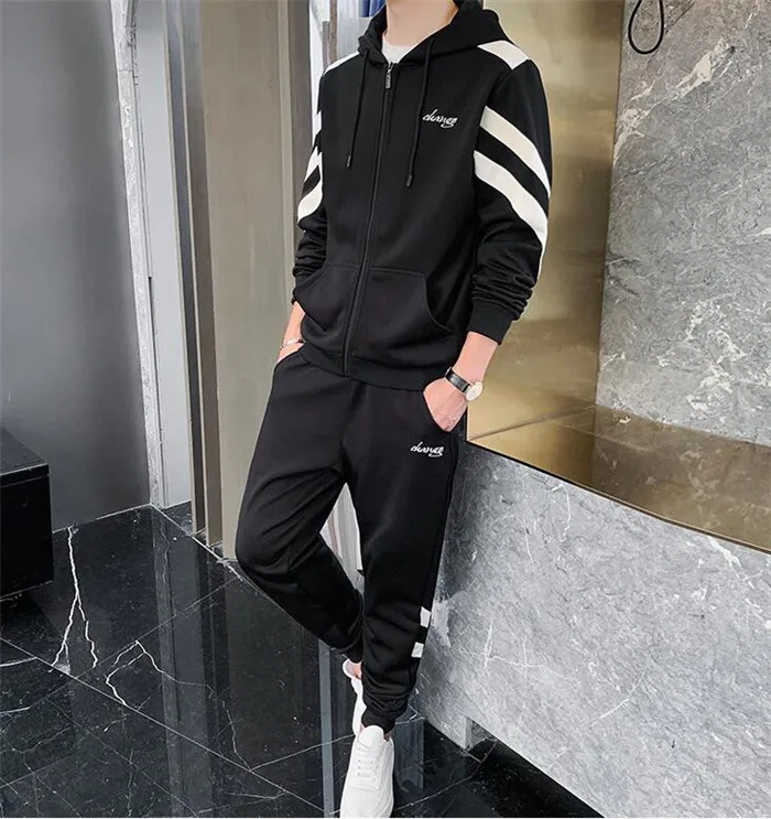 Rlyaeiz Зимний спортивный костюм, мужские спортивные костюмы, повседневные кашемировые теплые полосатые толстовки с капюшоном+ штаны, мужская спортивная одежда большого размера 8XL