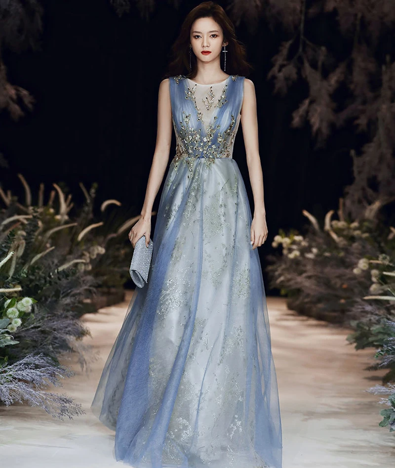 Новинка блестящие вечерние платья из тюля с блестками и круглым вырезом