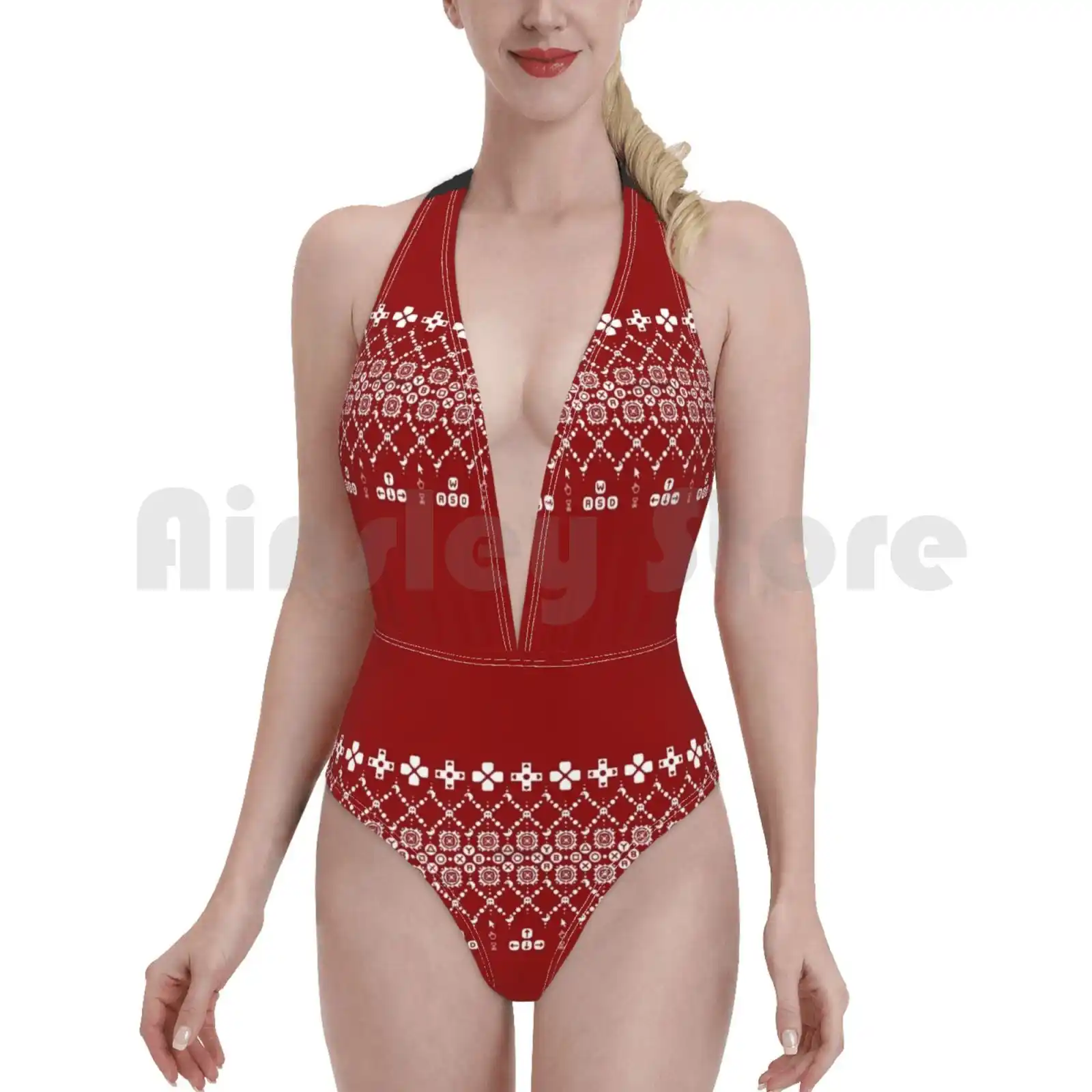 Gaming Medley Ugly Sweater Swimsuit One Piece Bikini Padded Weird Cute Weird Different Random Simple Unique Indie Bikini Set Aliexpress