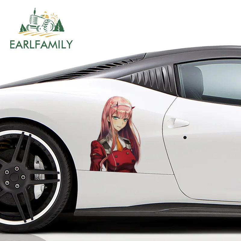 EARLFAMILY 43cm x 29.4cm For Zero Two Motorcycle Car Stickers Vinyl Material Decal Personality Waterproof Decals Decoration
