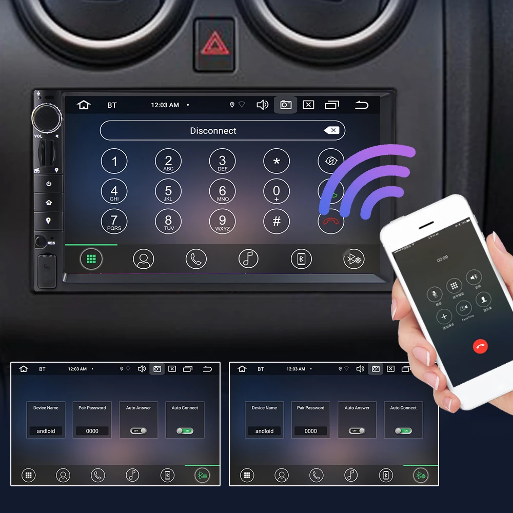 Eunavi 7 inch Universal Android 10 2Din Car Radio Multimedia Player 8Core PX5 4G+64G GPS Navigation HD Screen Carplay DSP no DVD