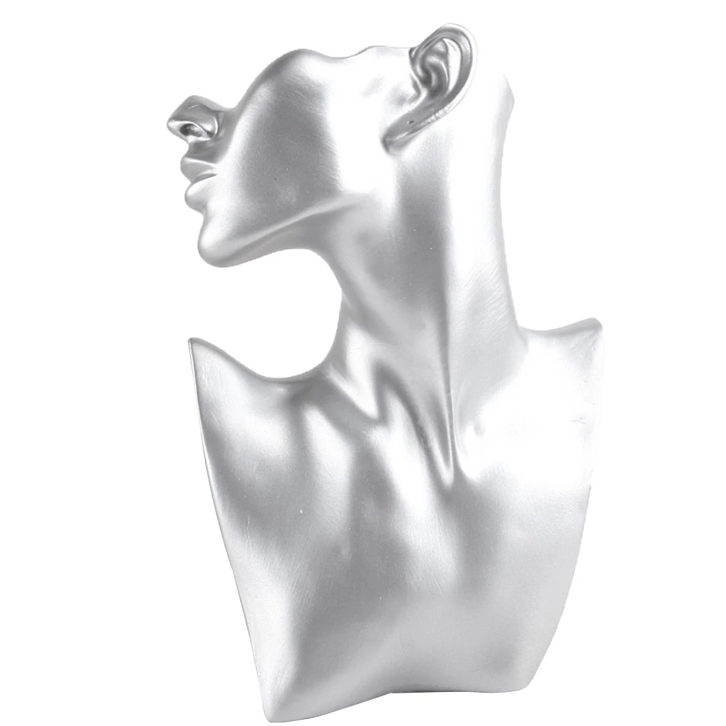 Necklace and Earring Bust Jewelry Display, Resin/Velvet, Female Mannequin