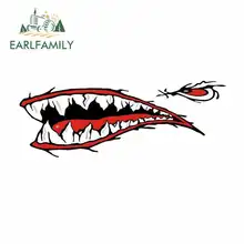 EARLFAMILY 13cm x 13cm Shark Teeth Mouth Skeleton Fish Kayak Funny Car Stickers Vinyl JDM Bumper Trunk Truck Graphics Decal EARLFAMILY 13cm x 13cm Shark Teeth Mouth Skeleton Fish Kayak Funny Car Stickers Vinyl JDM Bumper Trunk Truck Graphics Decal