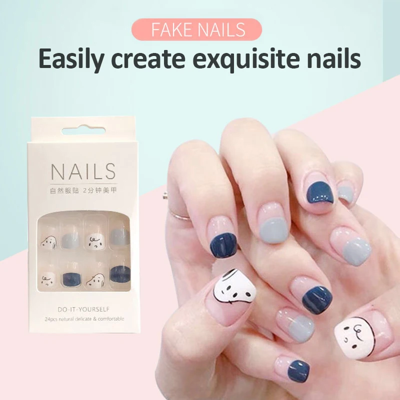 

Novelty Fake Nails Creative Nail Stickers Are Not Easy To Fall Fake Wear Nail Stickers Waterproof 24 Pieces Boxed Hotselling