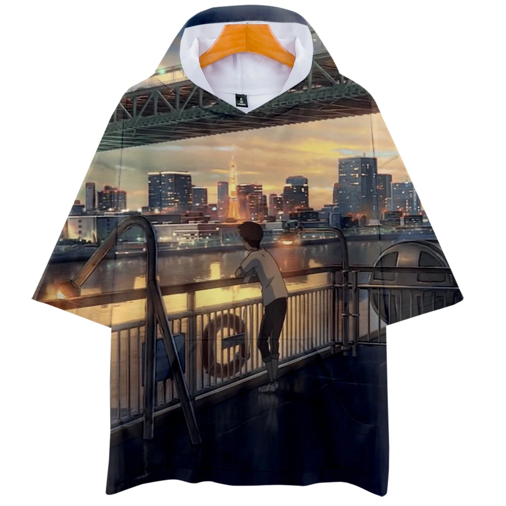 hot short-sleeved hooded Son of the weather T-shirt unisex couple love parent-child role-playing cosplay