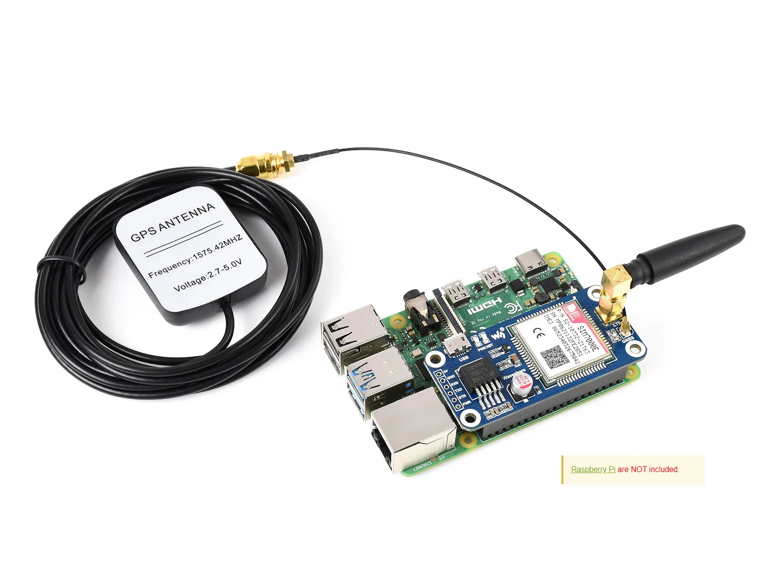 

Waveshare SIM7000E NB-IoT / Cat-M / EDGE / GPRS HAT for Raspberry Pi, GNSS, for Europe, Africa, Australia, Southeast Asia