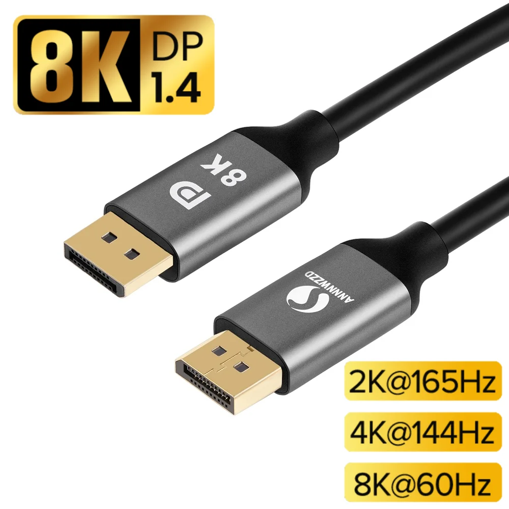 Кабель для порта дисплея 1 4 8K HDR 144 Гц 60 высокоскоростной адаптер портов видео ПК