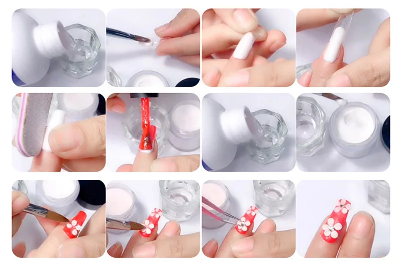 24 шт. набор акриловый порошок для дизайна ногтей Блестящий пигмент порошок кристалл 5 г бутылка резной цветочный Рисунок для ногтей маникюрный набор