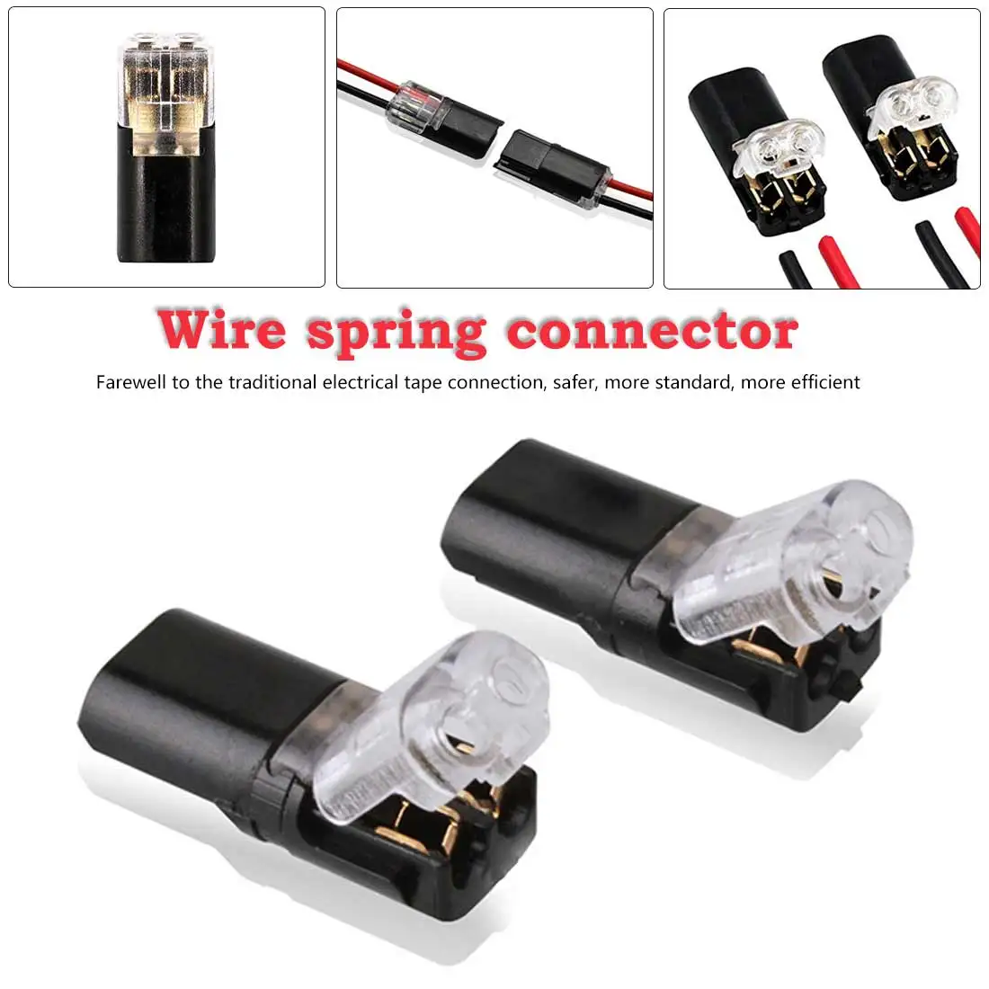 

10pcs 2p Spring Connector Wire With No Welding No Screws Quick Connector Cable Clamp Terminal Block 2 Way Easy Fit For Led Strip