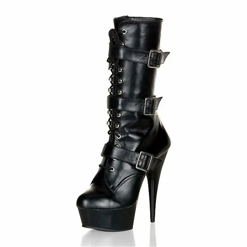 Hot selling leather 15CM high heels, hollowed-out platform shoes, black low - barrel women's Dance Shoes