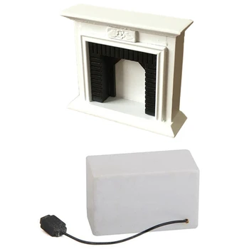 

1/12 Kitchenware Cookware Set (Microwave oven) with Furniture Room Wooden Vintage Black White Fireplace Doll House