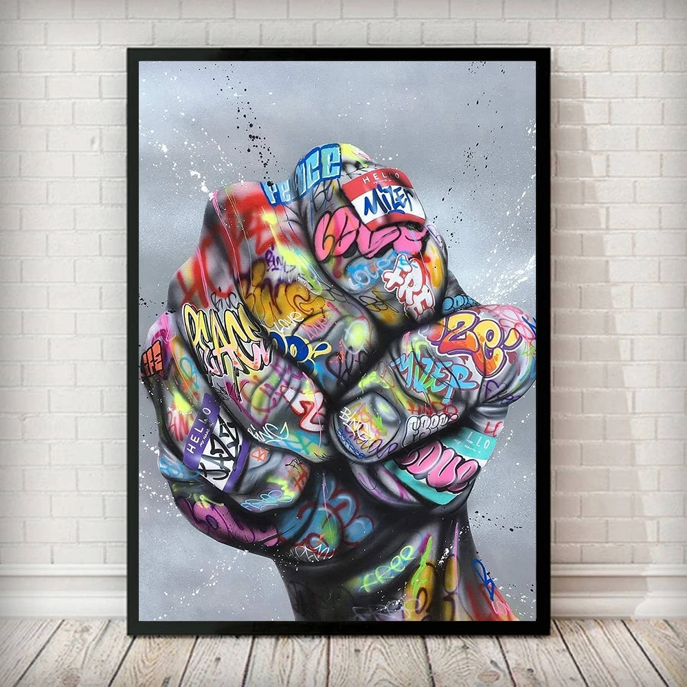 Scandinavian Posters And Prints Modern Fist Graffiti Painting Canvas Painting Graffiti Wall Art Picture For Living Room Decor Painting Calligraphy Aliexpress