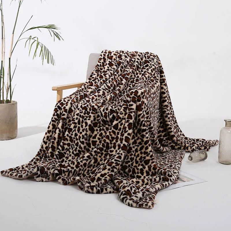 Леопардовое роскошное теплое толстое кресло одеяло плюшевая кровать диван мех одеяло s покрывало