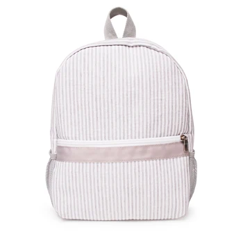 

Blanks Smaller Size Seersucker Preschool Kids Backpack With Stripe Grey School Book Bags DOM109187