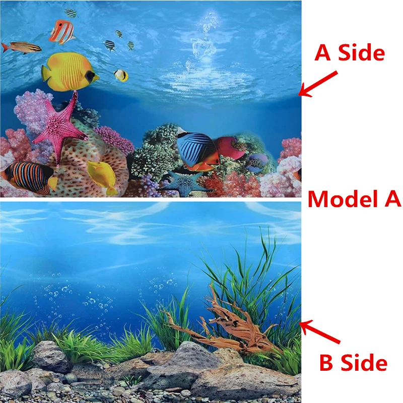 PVC Double Side Aquarium Poster Background Decoration Ocean Secen Aquatic Background Poster For Fish Tank Wall 30/40/50cm Height fish tank ornaments fish tank decorations aquarium ornaments fish tank backdrop wall art poster