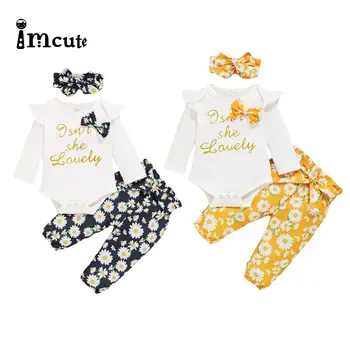 

Imcute Baby Girl Letter 3Pcs Clothing Set Fashon Baby Clothing Infant Kid Clothes Full Sleeve Unisex Pullover Suit 0-18 Months