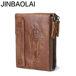 JINBAOLAI из натуральной из яловой кожи мужские кошелек, мужской клатч, Винтаж Hasp тонкий бумажник короткие портмоне Для мужчин держатель для