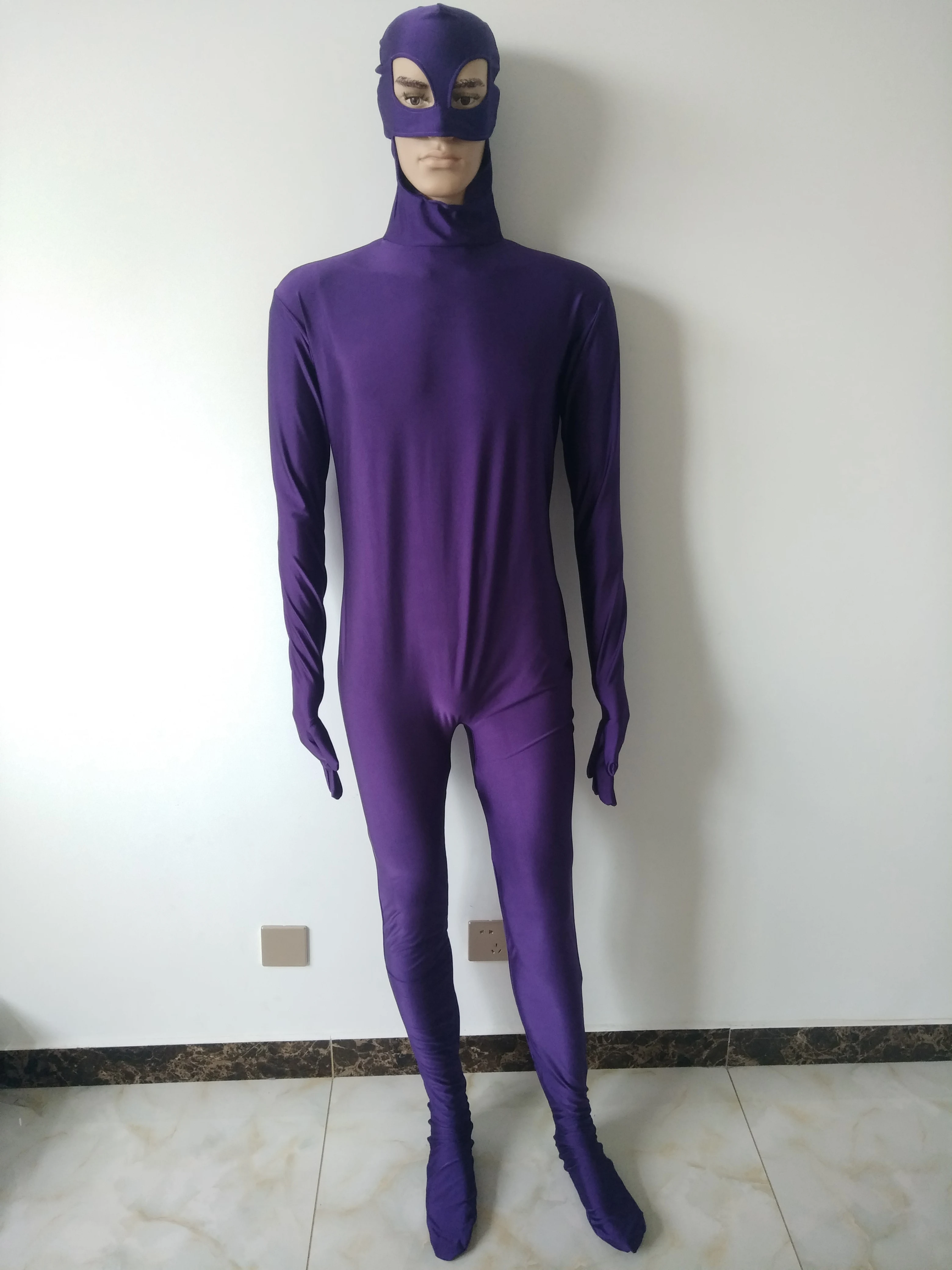 

women men kids purple colour lycra Spandex full Bodysuit Costume Gymnastic Unitard Outfit Spandex clothing with beautiful mask