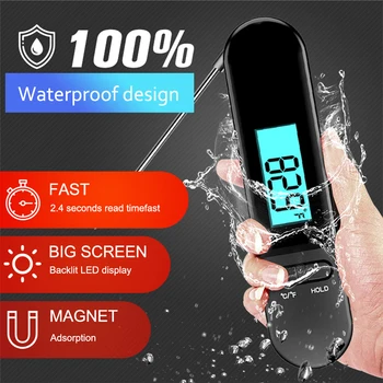 

Cooking IP67 Waterproof Grilling Instant Read Digital Display Food Thermometer Roast Meat With Backlight Kitchen Magnetic BBQ