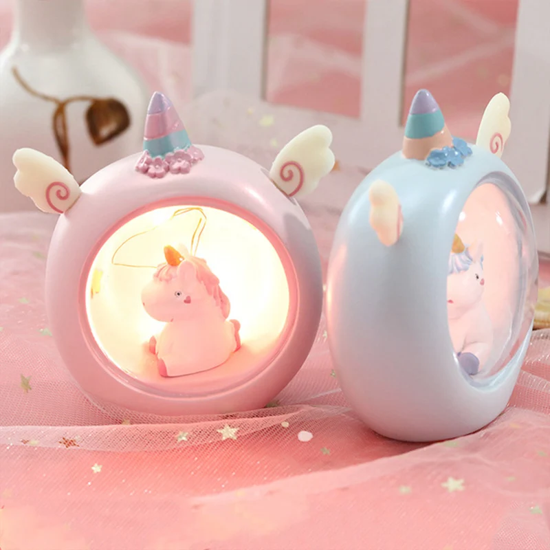 Unicornss с милыми рисунками животных светодиодный ночной Светильник детская